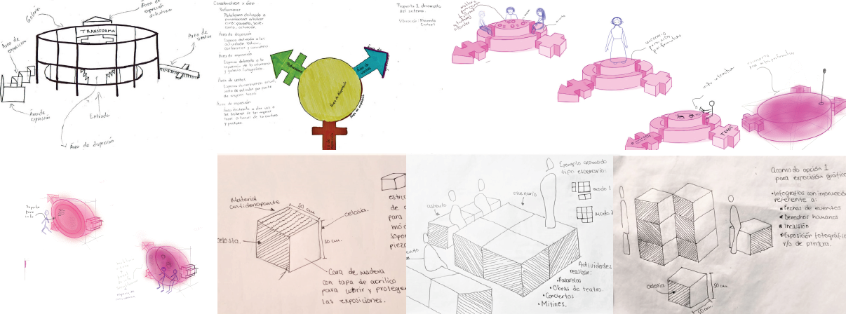 Collage de bocetos del sistema de diseño